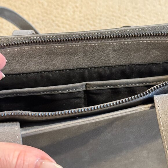 Vittoria Napoli Satchel Bag Purse Grey Nubuck Leather Python Snake Embossed Flap - Picture 8 of 15